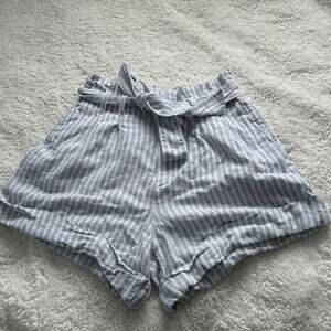 Abercrombie & Fitch Linen / Cotton Paperboy Stripped Shorts‎ White/ Blue Sz M